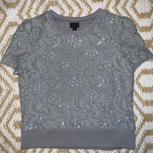 Lace Short Sleeve Blouse Grey